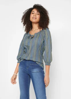 Mujer bonprix bonprix Camiseta tipo túnica con mangas 3/4 y estampado de rayas