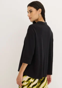 Mujer bonprix bonprix Camiseta tipo túnica de mezcla de piqué y viscosa fluida