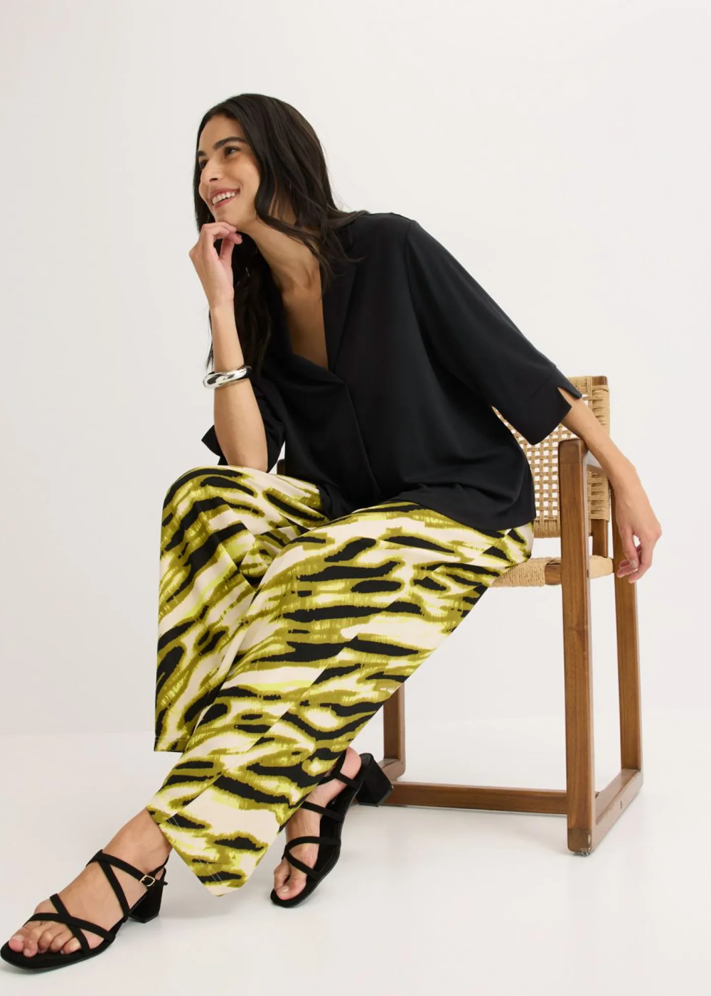 Mujer bonprix bonprix Camiseta tipo túnica de mezcla de piqué y viscosa fluida