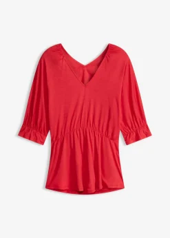 bonprix bonprix Camisetas>Camiseta tipo túnica en mezcla de viscosa fresa