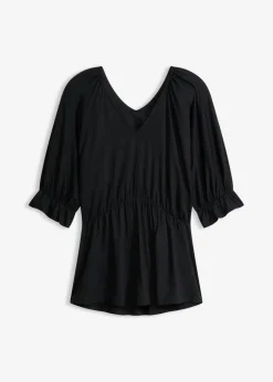 bonprix bonprix Camisetas>Camiseta tipo túnica en mezcla de viscosa Negro