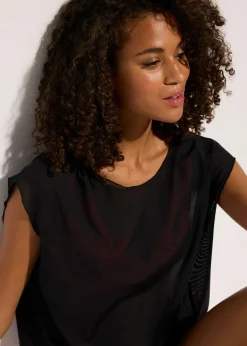 Mujer bonprix bonprix Camiseta transparente con capucha para la playa