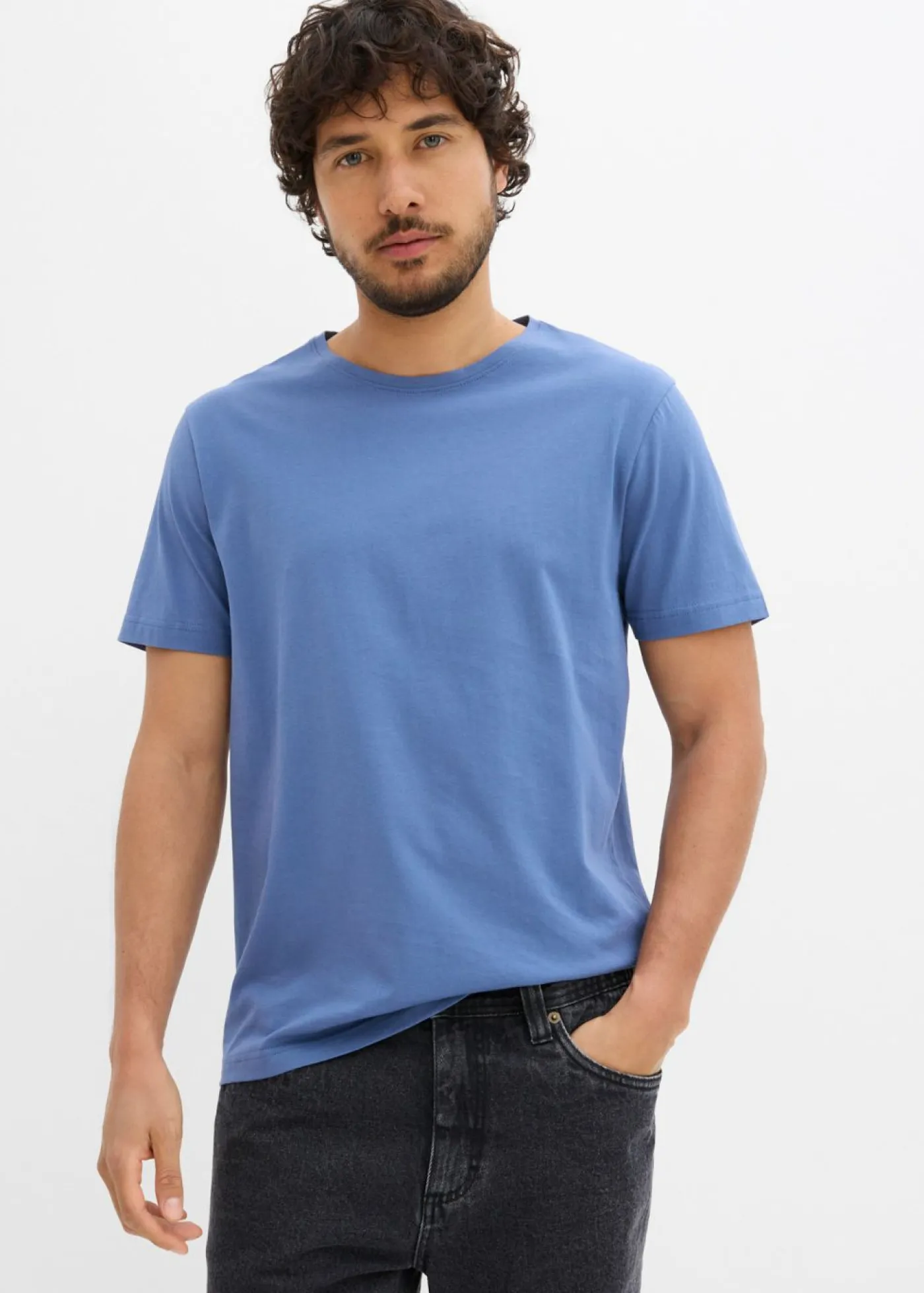 bonprix bonprix Básicos En Rebajas|Ropa Deportiva>Camiseta (5 unidades) Gris piedra + denim + gris + azul almirante + azul marino