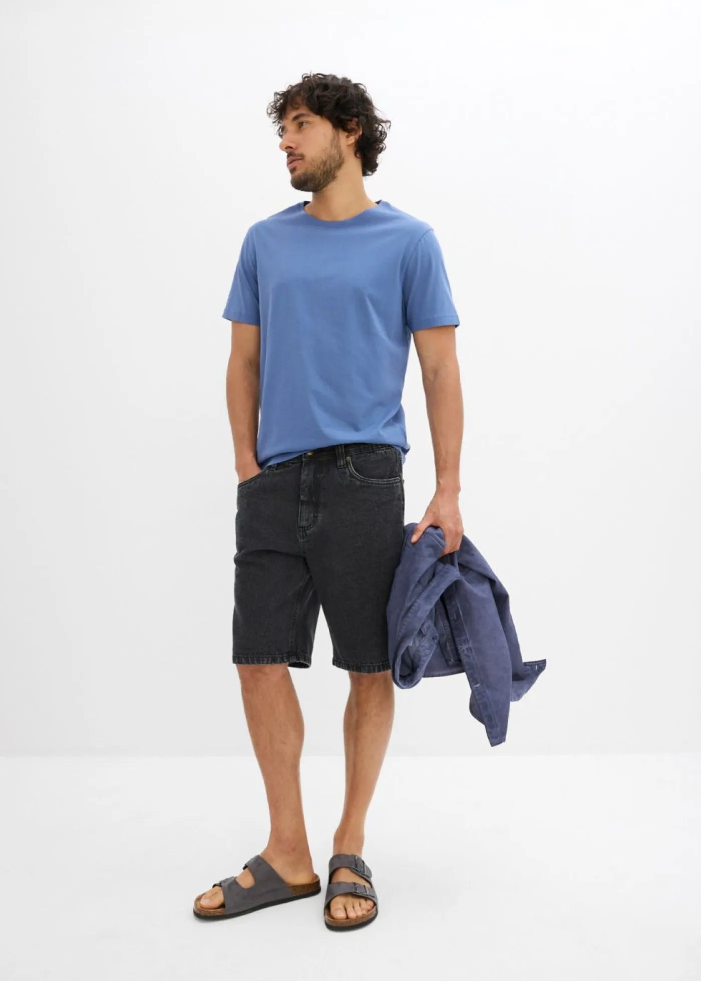 bonprix bonprix Básicos En Rebajas|Ropa Deportiva>Camiseta (5 unidades) Gris piedra + denim + gris + azul almirante + azul marino