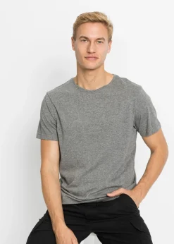 bonprix bonprix Básicos En Rebajas|Ropa Deportiva>Camiseta (5 unidades) verde oliva oscuro+blanco+negro+azul marino+gris jaspeado