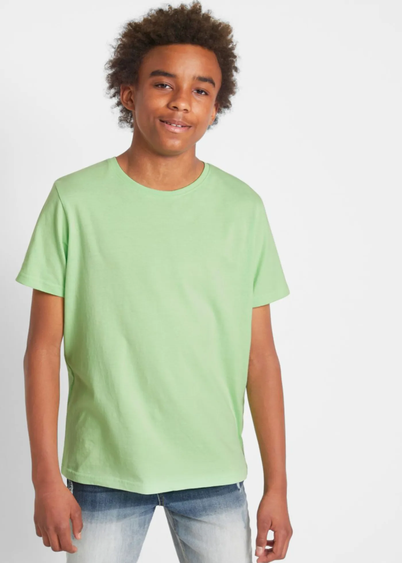 bonprix bonprix Ropa 2 A 9 Años·Multipack|Ropa 2 A 9 Años·Camisetas>Camiseta (3 unidades) de algodón puro Agua oscuro + menta suave + blanco