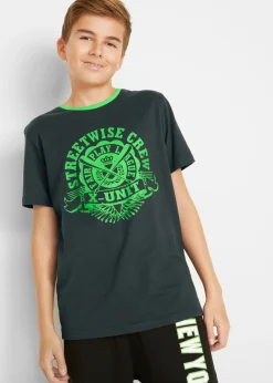 bonprix bonprix Ropa 9 A 16 Años·Camisetas|Ropa 9 A 16 Años·Packs De Ropa>Camiseta (2 unidades) de algodón puro negro+verde brillante