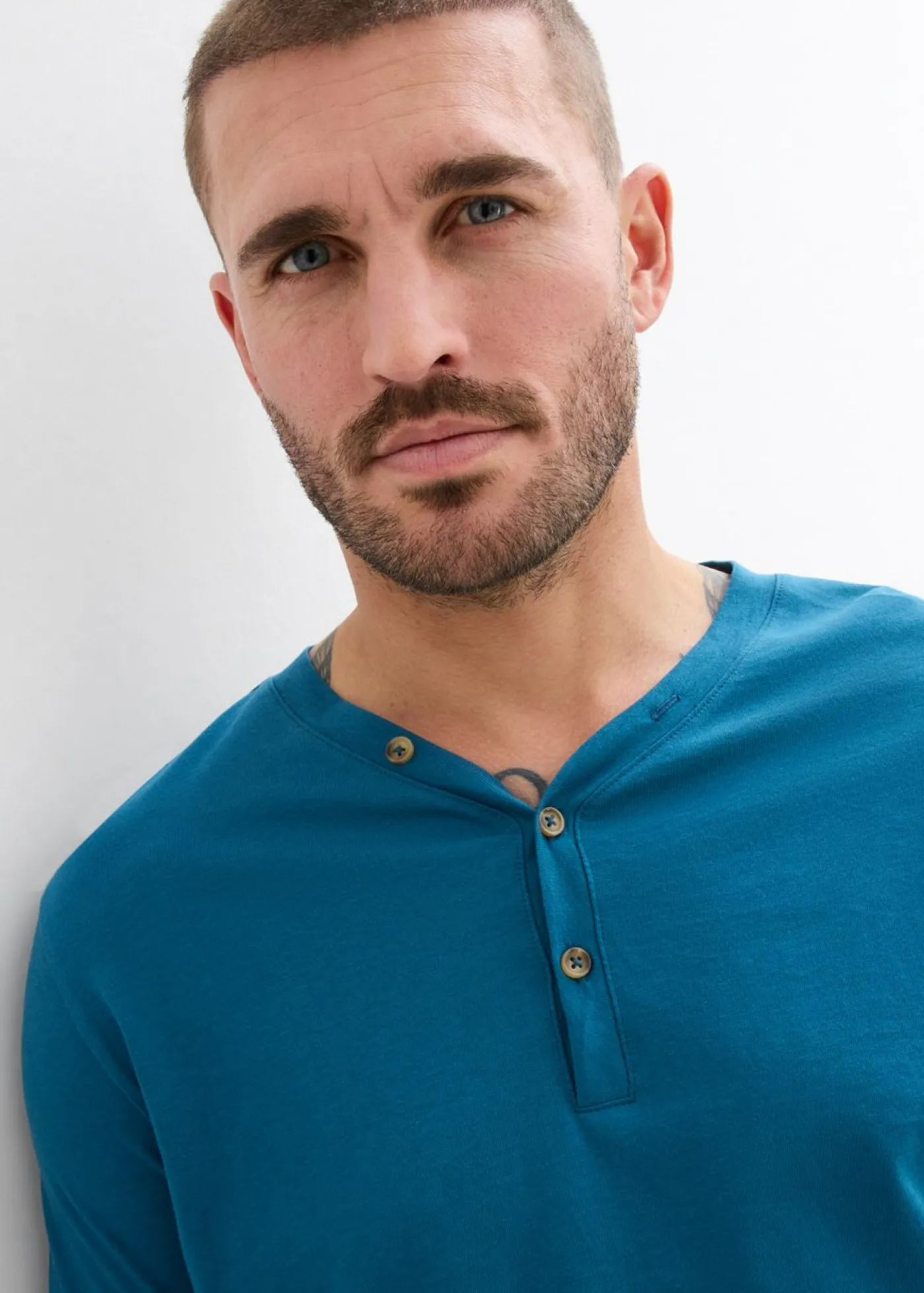 Hombre bonprix bonprix Camiseta (2 unidades) de algodón orgánico puro con manga larga y cuello henley