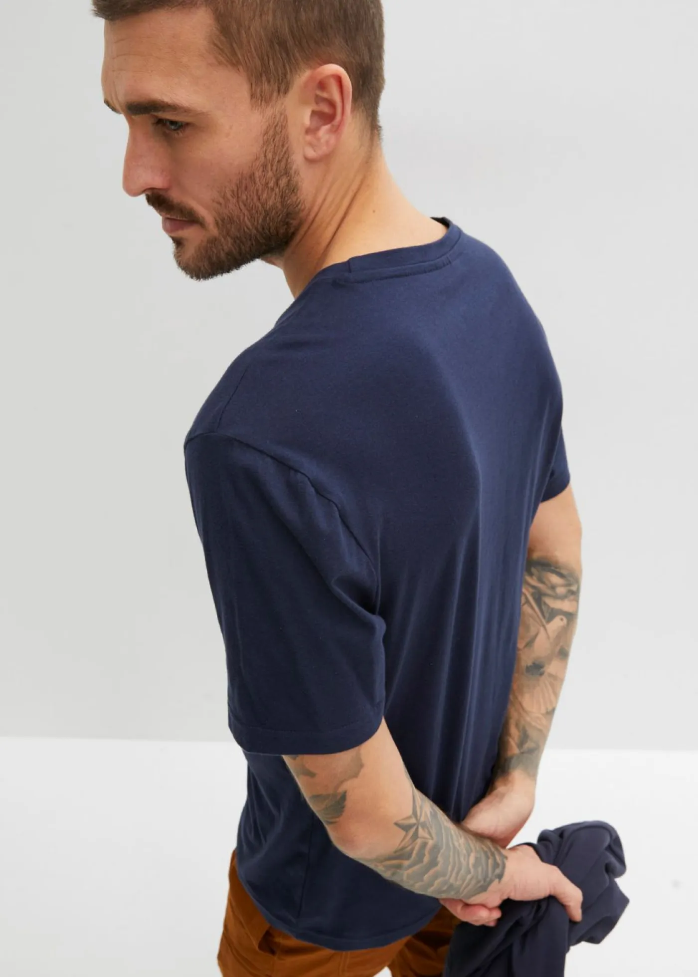 bonprix bonprix Camisetas Y Polos>Camiseta (2 unidades) de algodón orgánico puro azul marino+rojo atardecer