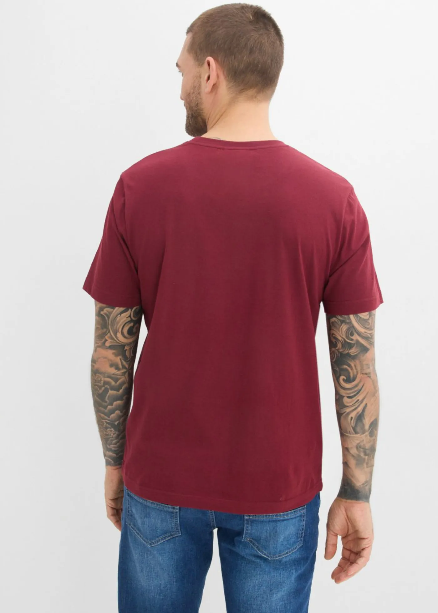 bonprix bonprix Camisetas Y Polos|Novedades>Camiseta (2 unidades) de algodón orgánico puro pizarra+burdeos