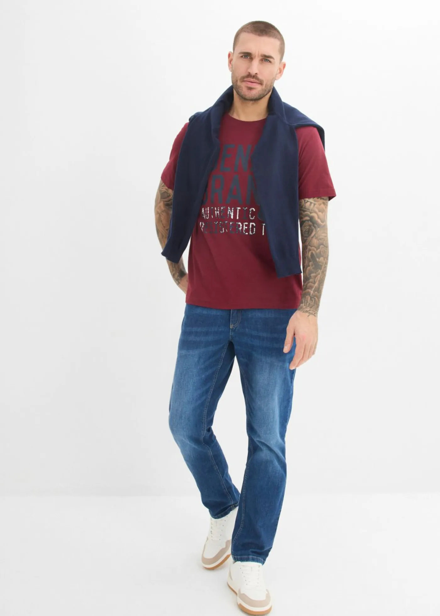 bonprix bonprix Camisetas Y Polos|Novedades>Camiseta (2 unidades) de algodón orgánico puro pizarra+burdeos