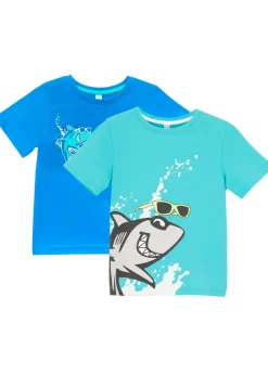 bonprix bonprix Ropa 2 A 9 Años·Multipack|Ropa 2 A 9 Años·Camisetas>Camiseta (2 unidades) de algodón orgánico puro celeste+azul glaciar