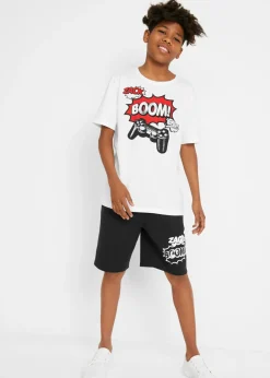 Niños bonprix bonprix Camiseta y bermudas de punto (2 piezas) de algodón orgánico puro