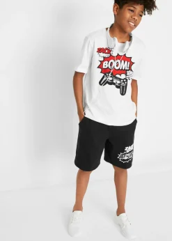 Niños bonprix bonprix Camiseta y bermudas de punto (2 piezas) de algodón orgánico puro