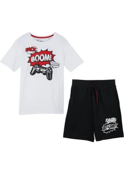 Niños bonprix bonprix Camiseta y bermudas de punto (2 piezas) de algodón orgánico puro