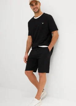 bonprix bonprix Pantalones|Camisetas Y Polos>Camiseta y bermudas de punto (conjunto de 2 piezas) de algodón orgánico puro Negro