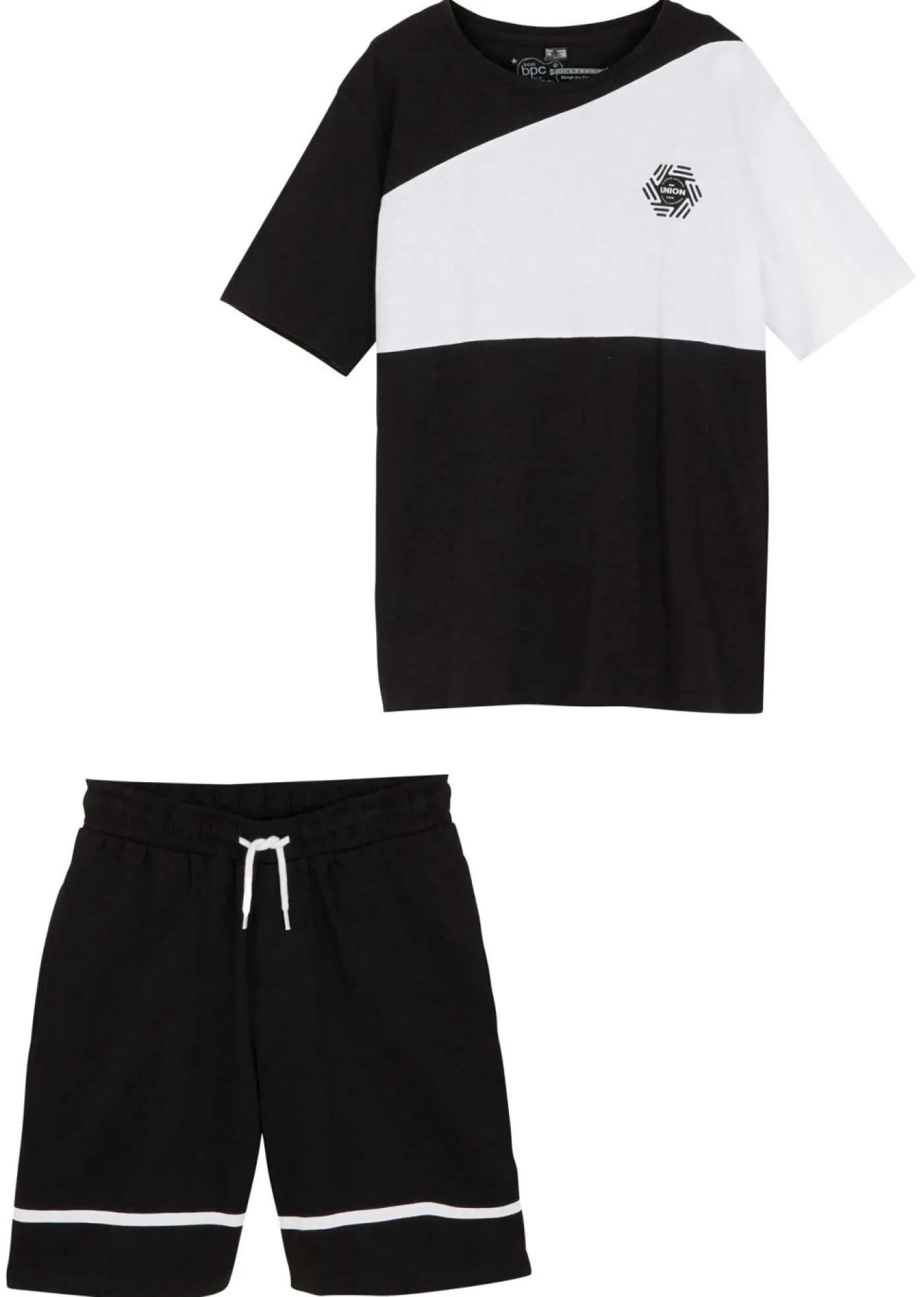 bonprix bonprix Ropa 9 A 16 Años·Camisetas|Ropa 9 A 16 Años·Shorts>Camiseta y pantalón corto (2 piezas) Blanco-negro