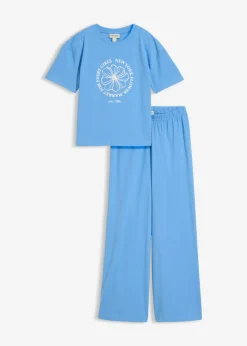 Niños bonprix bonprix Camiseta y pantalón de punto (2 piezas) de mezcla de algodón elástico