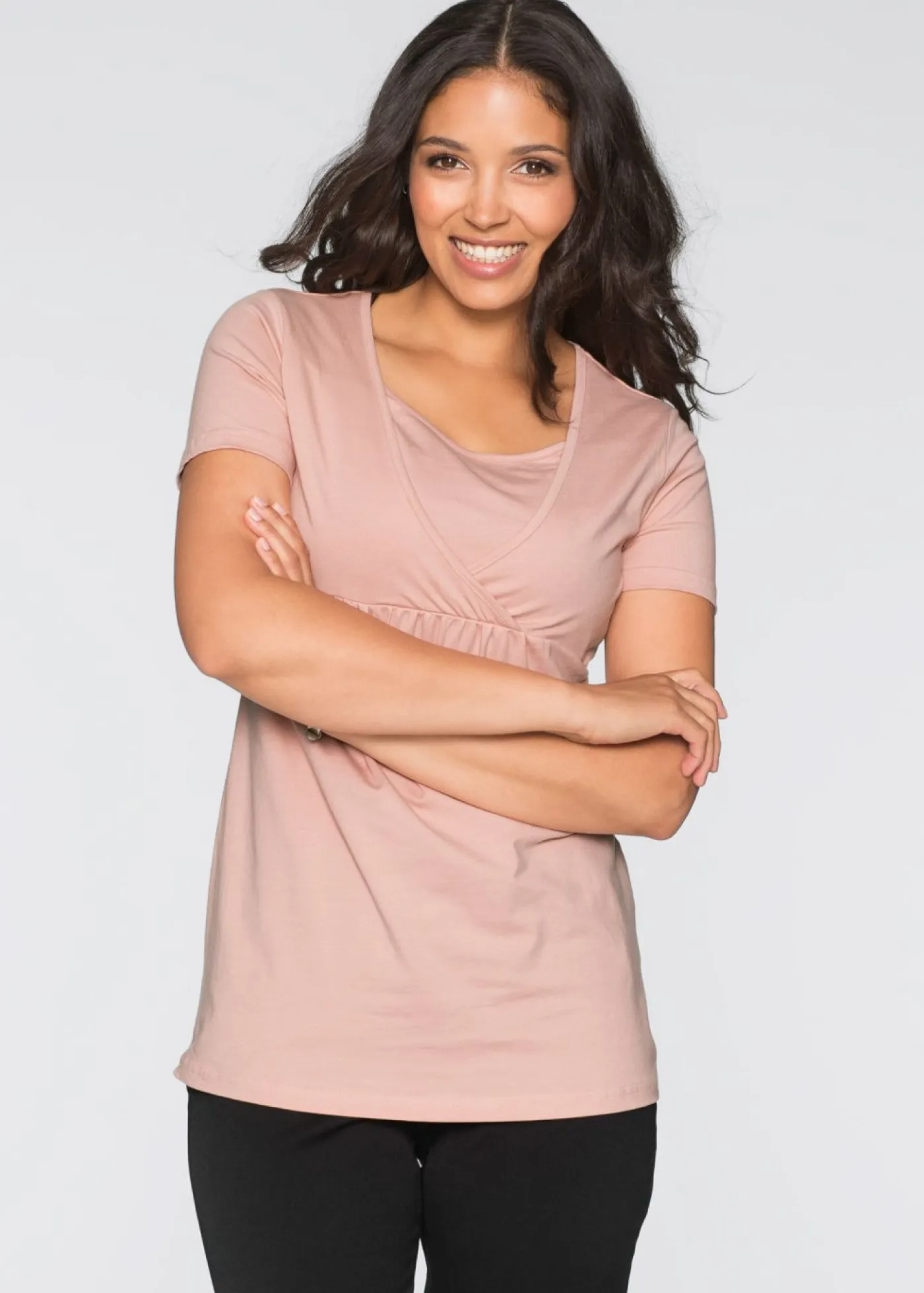 bonprix bonprix Premamá>Camisetas premamá y de lactancia 2 en 1 (2 unidades) Rosa vintage + gris jaspeado