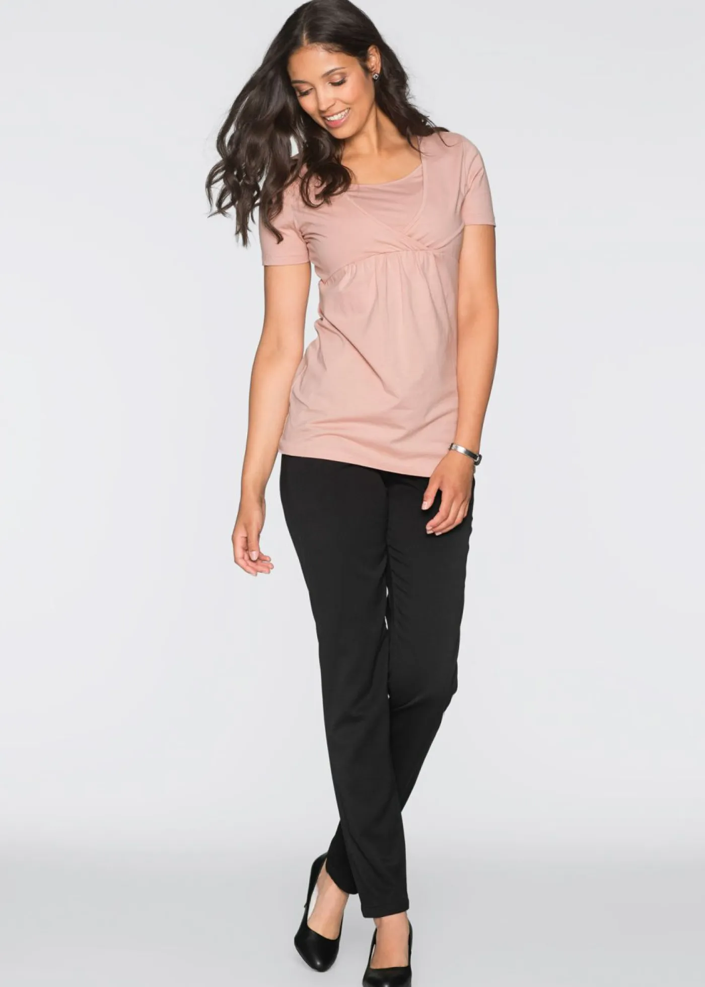 bonprix bonprix Premamá>Camisetas premamá y de lactancia 2 en 1 (2 unidades) Rosa vintage + gris jaspeado