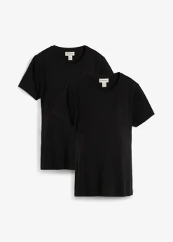 bonprix bonprix Premamá>Camisetas premamá/de lactancia de algodón orgánico (2 unidades) Negro-negro