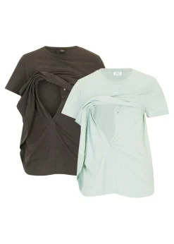 Mujer bonprix bonprix Camisetas premamá/de lactancia de algodón orgánico (2 unidades)