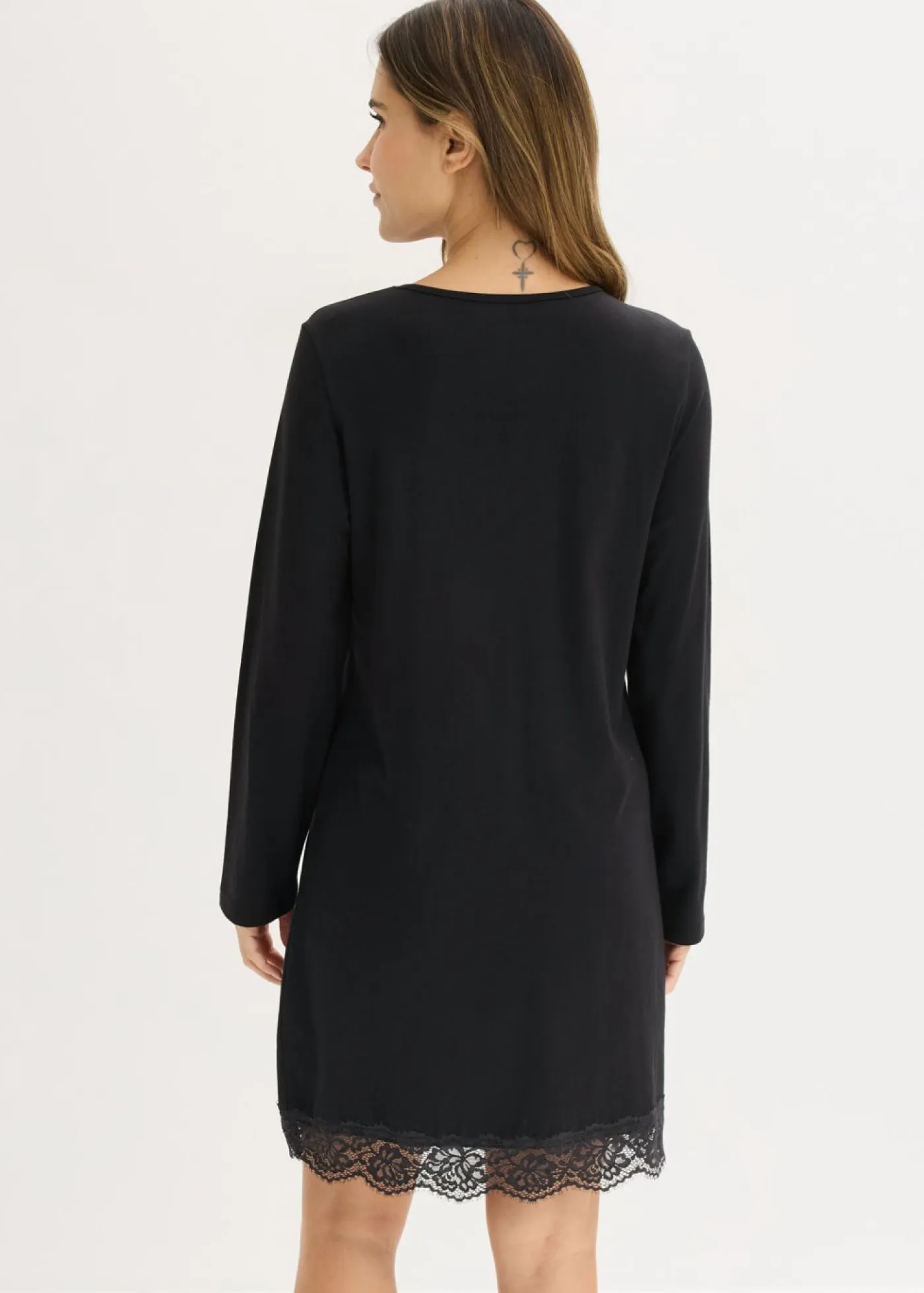 bonprix bonprix Ropa Para Dormir>Camisón con encaje Negro