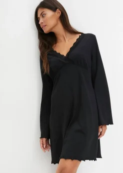 bonprix bonprix Ropa Para Dormir>Camisón con encaje delicado Negro