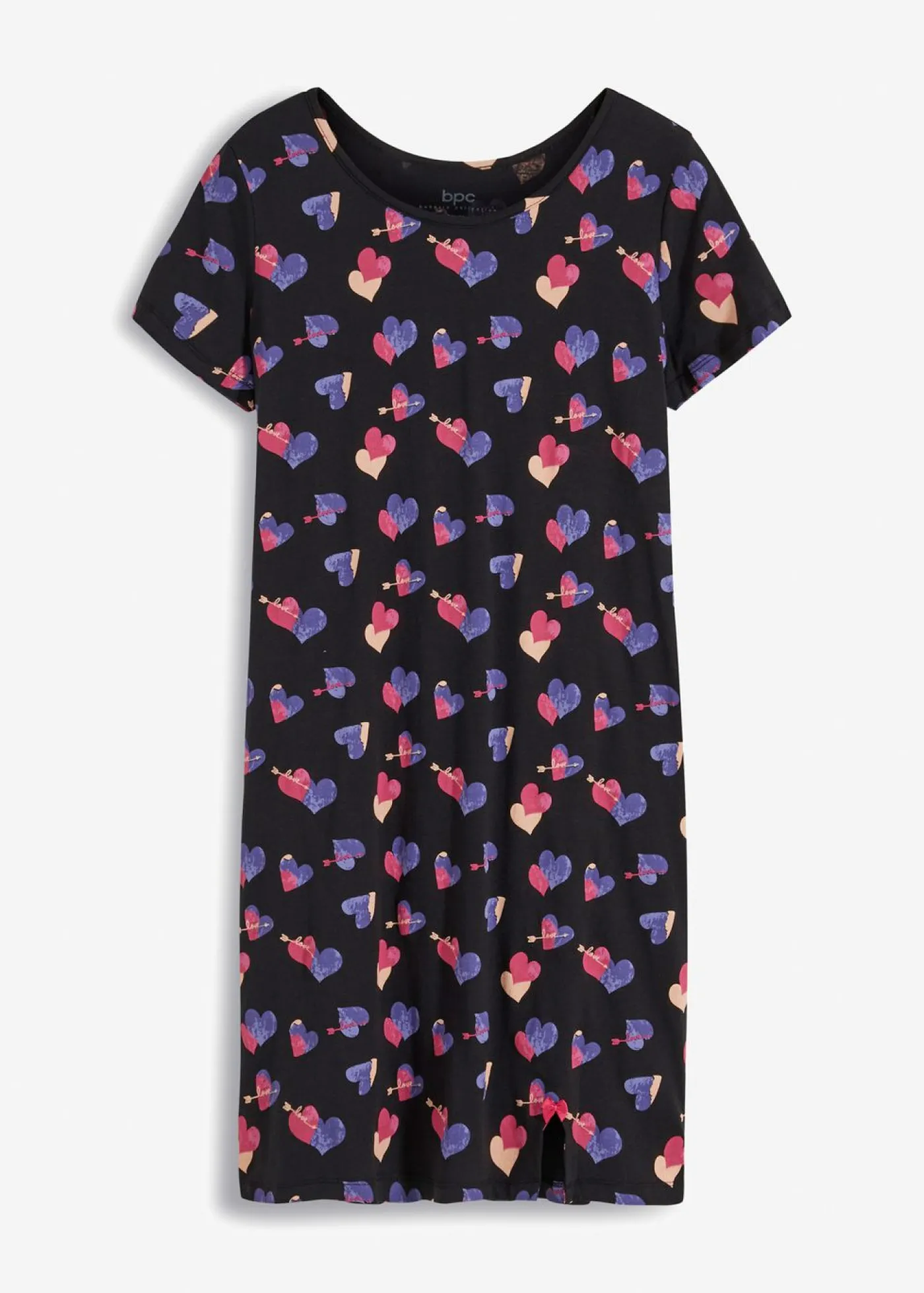 bonprix bonprix Ropa Para Dormir>Camisón corto de algodón orgánico puro Magnolia-negro