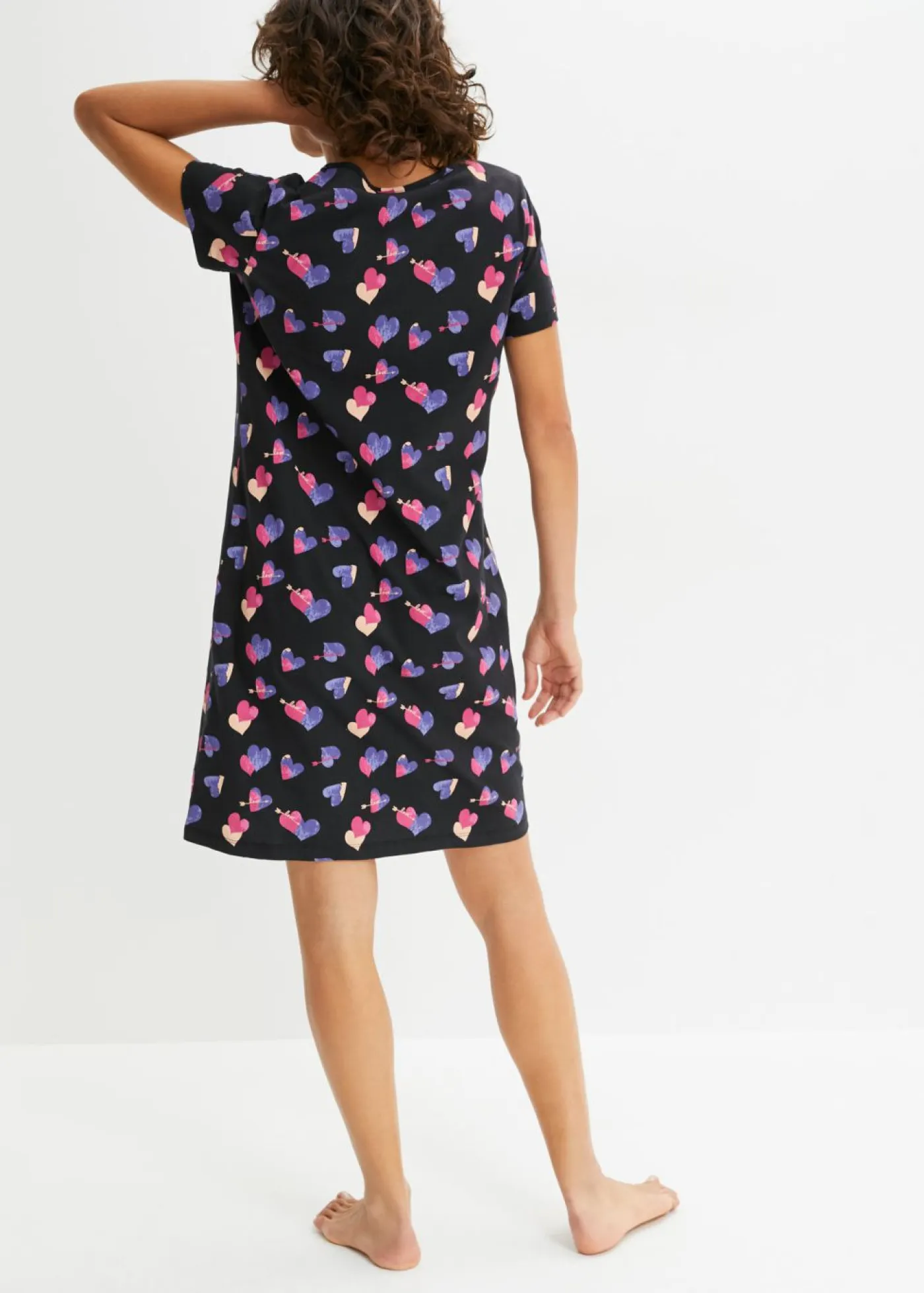 bonprix bonprix Ropa Para Dormir>Camisón corto de algodón orgánico puro Magnolia-negro