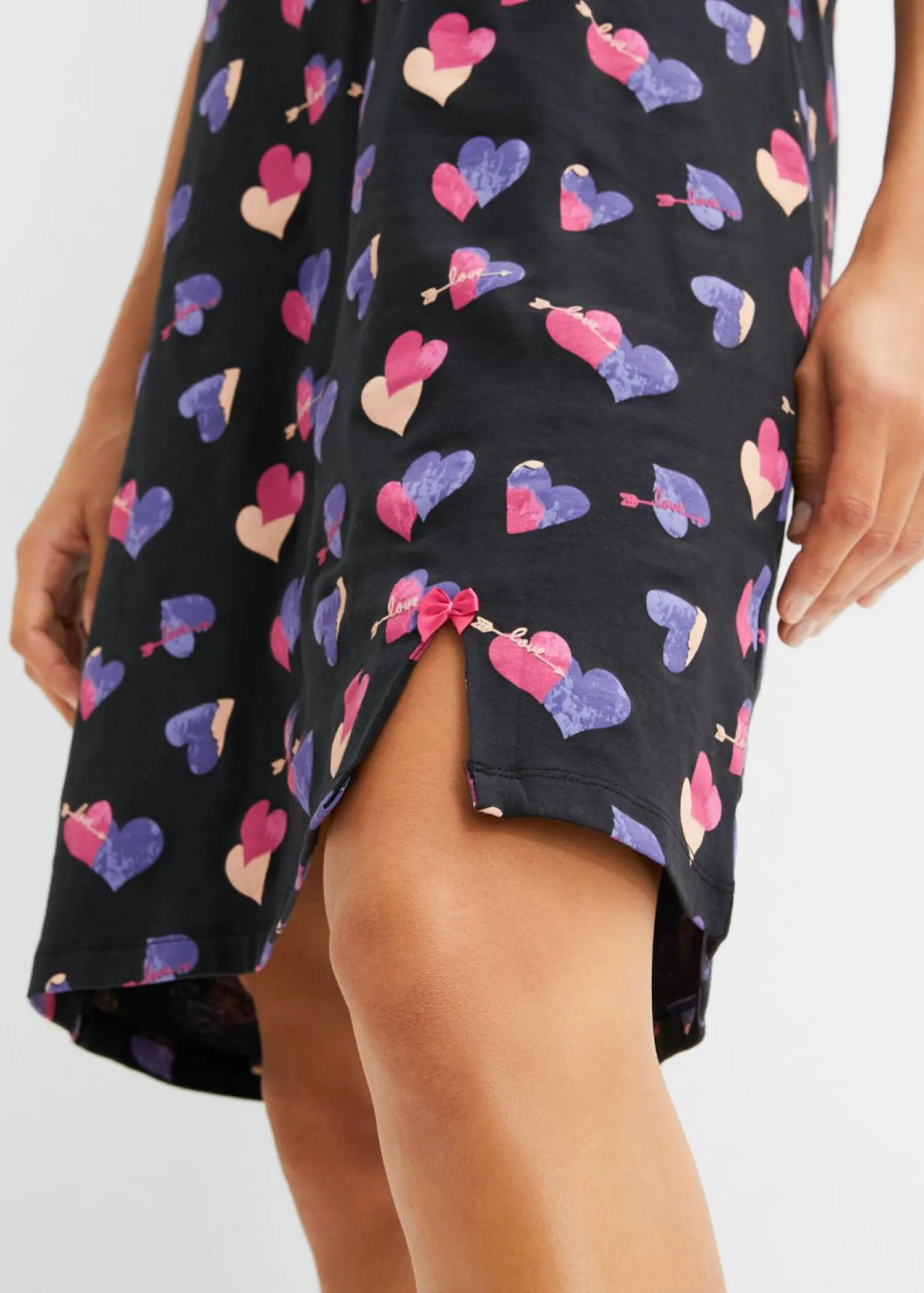 bonprix bonprix Ropa Para Dormir>Camisón corto de algodón orgánico puro Magnolia-negro