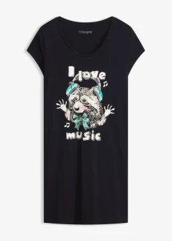 bonprix bonprix Ropa Para Dormir|Novedades>Camisón corto de algodón orgánico puro Negro estampado