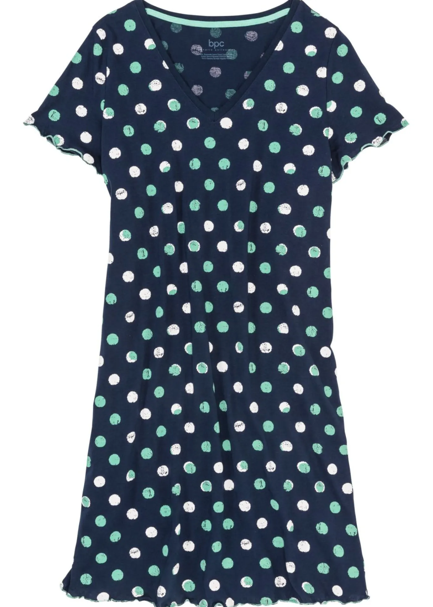 bonprix bonprix Ropa Para Dormir>Camisón corto de algodón orgánico Azul marino de lunares