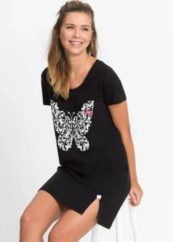 bonprix bonprix Ropa Para Dormir|Novedades>Camisón corto de algodón orgánico Negro