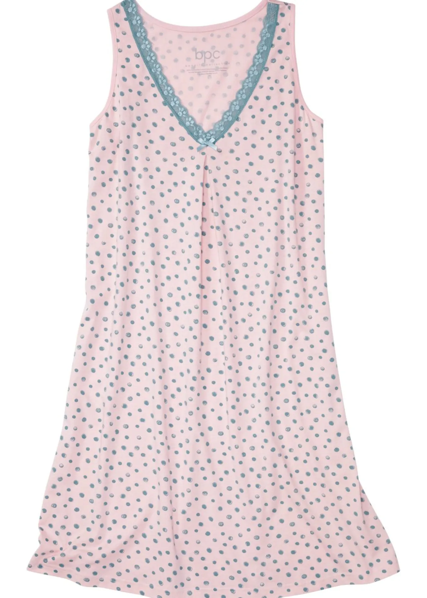 bonprix bonprix Ropa Para Dormir>Camisón corto de mezcla suave de viscosa rosa pálido/hierbabuena de lunares