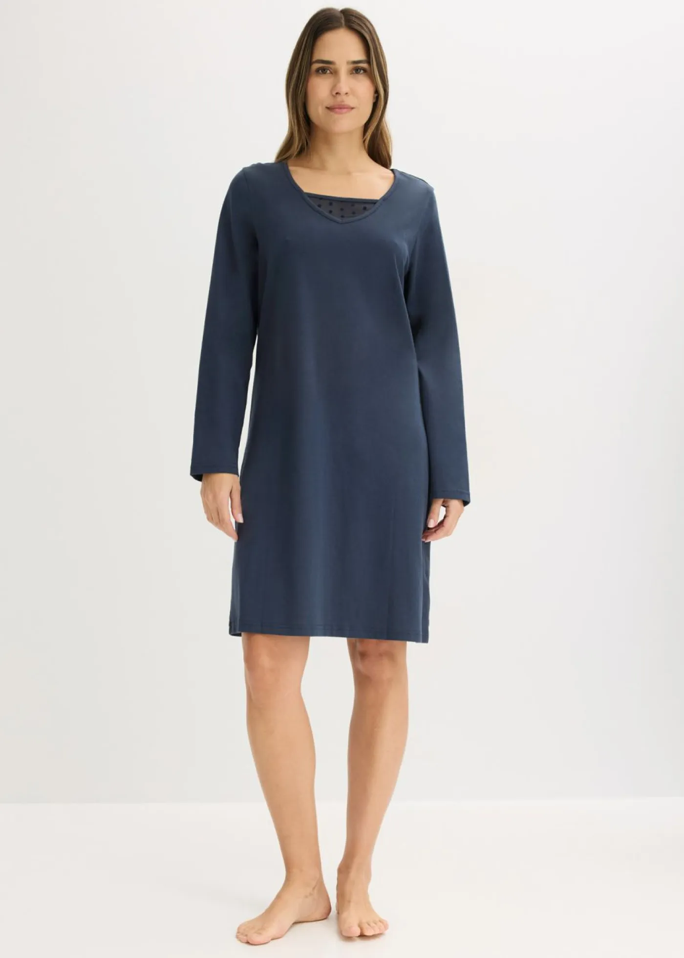 bonprix bonprix Ropa Para Dormir>Camisón de algodón suave Azul intenso