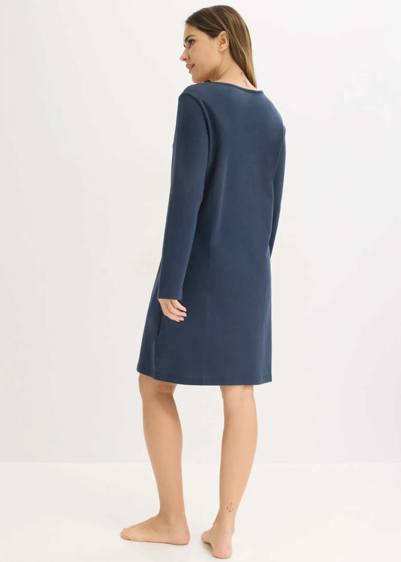 bonprix bonprix Ropa Para Dormir>Camisón de algodón suave Azul intenso