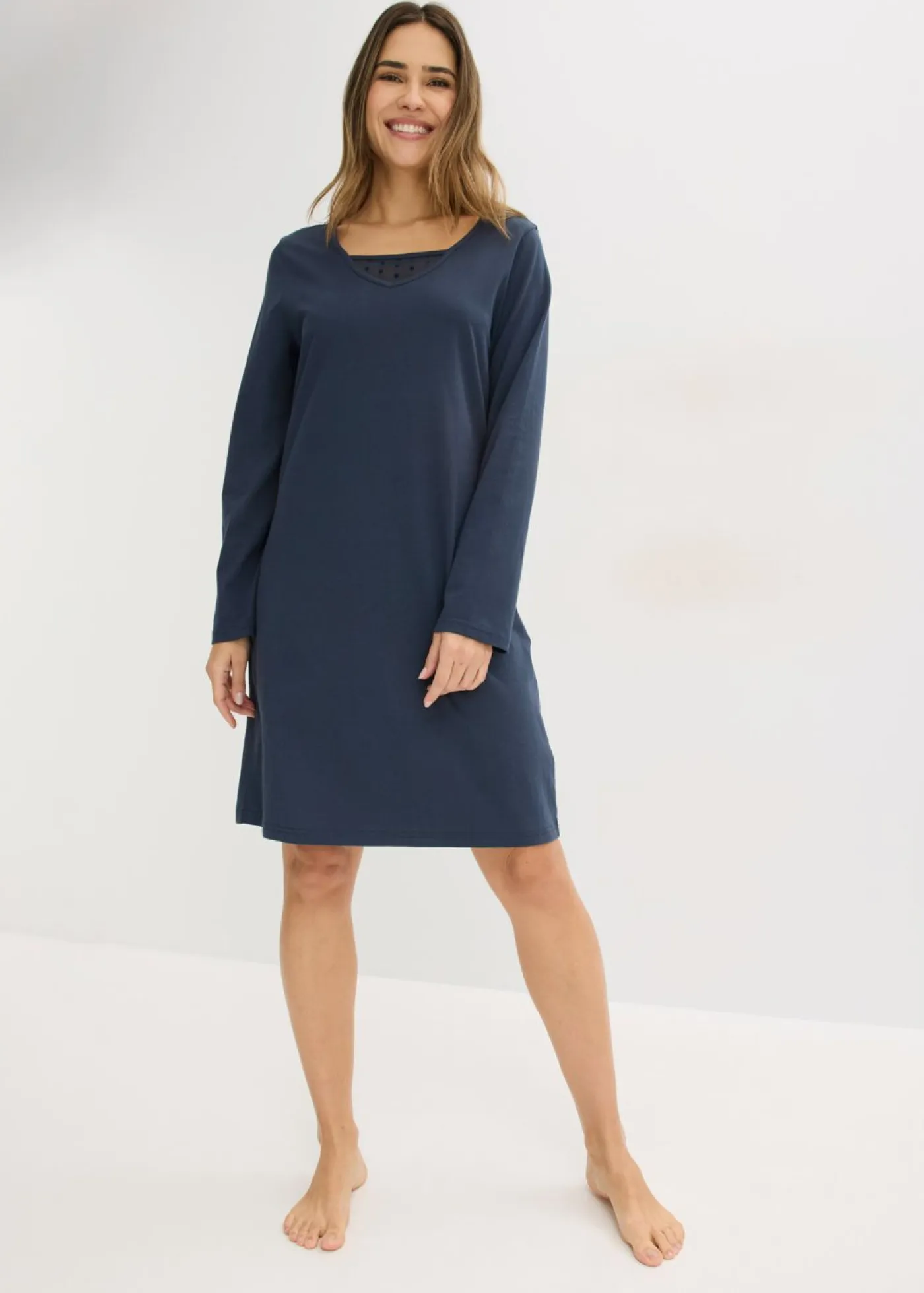 bonprix bonprix Ropa Para Dormir>Camisón de algodón suave Azul intenso