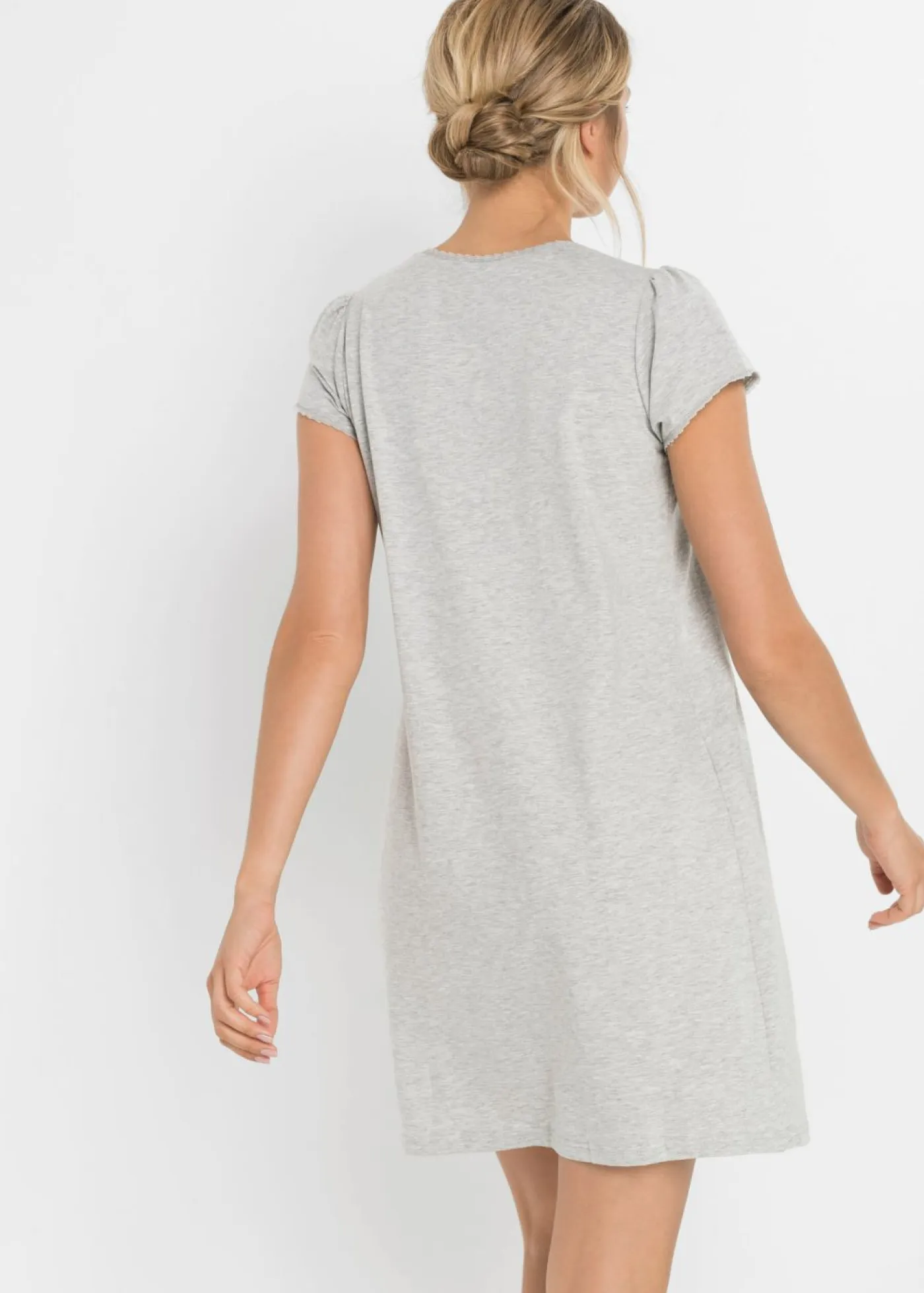 bonprix bonprix Premamá Y Lactancia|Básicos>Camisón de lactancia de algodón orgánico Gris claro jaspeado