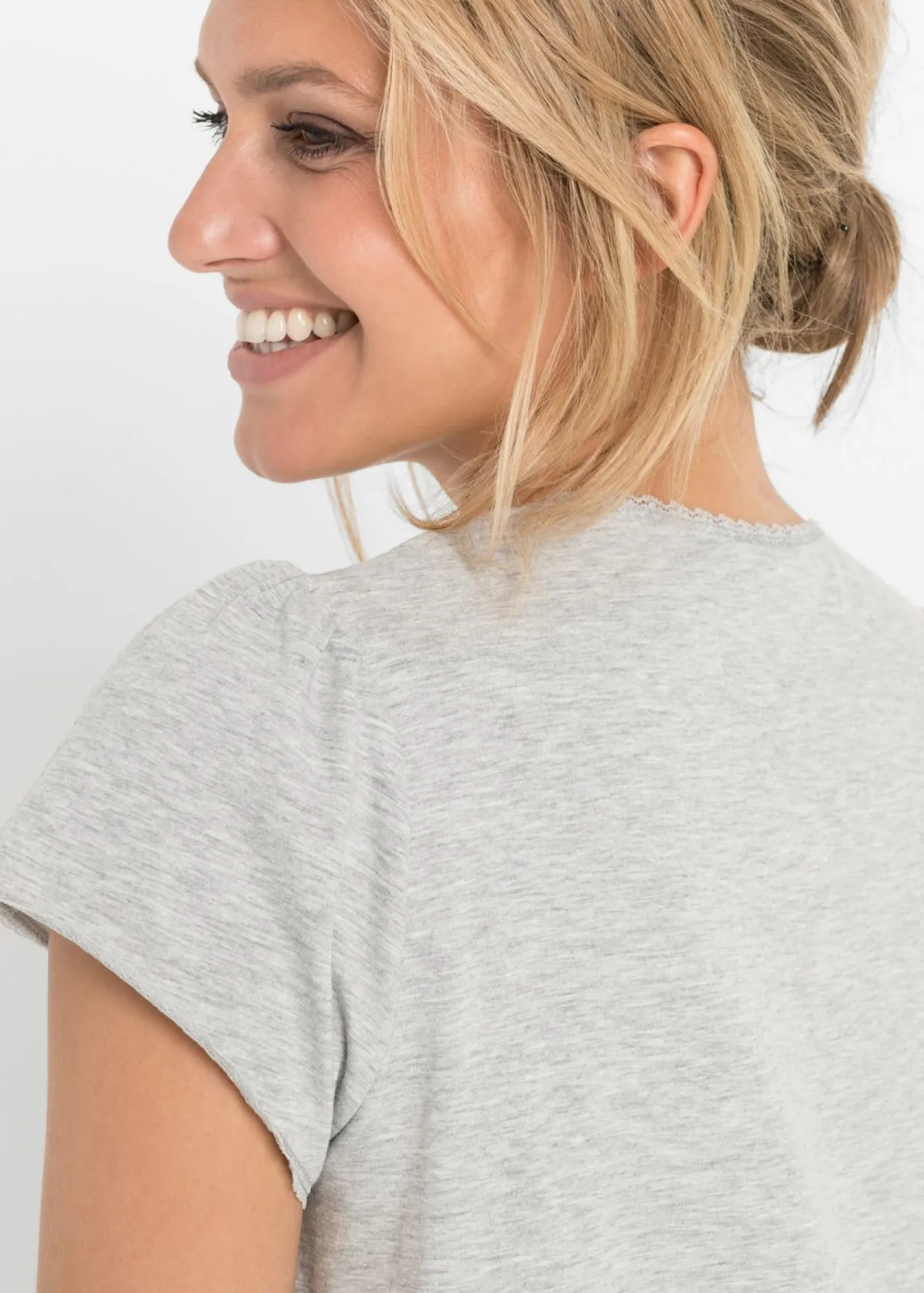 bonprix bonprix Premamá Y Lactancia|Básicos>Camisón de lactancia de algodón orgánico Gris claro jaspeado