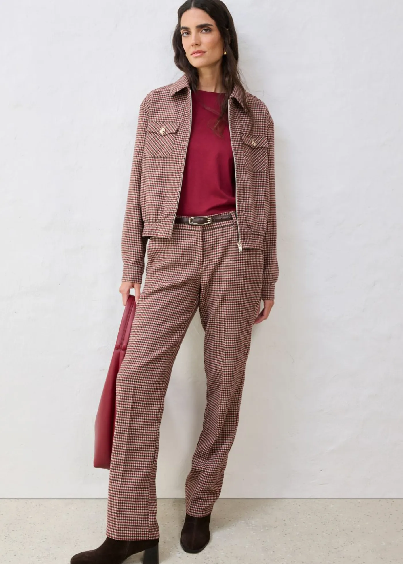 bonprix bonprix Chaquetas Y Abrigos>Cazadora de mezcla de lana suave Camel mate/azul marino de cuadros