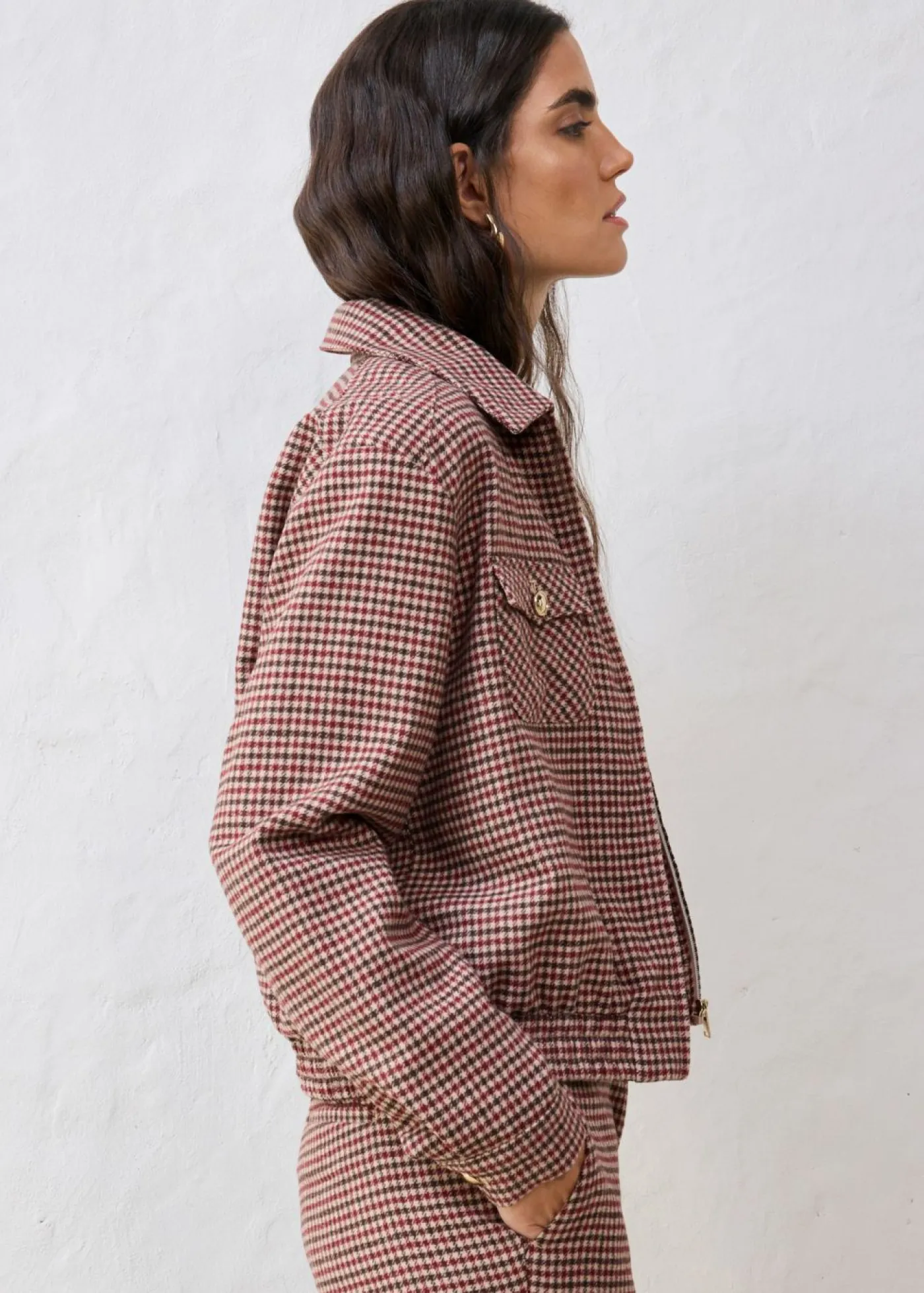 bonprix bonprix Chaquetas Y Abrigos>Cazadora de mezcla de lana suave Camel mate/azul marino de cuadros