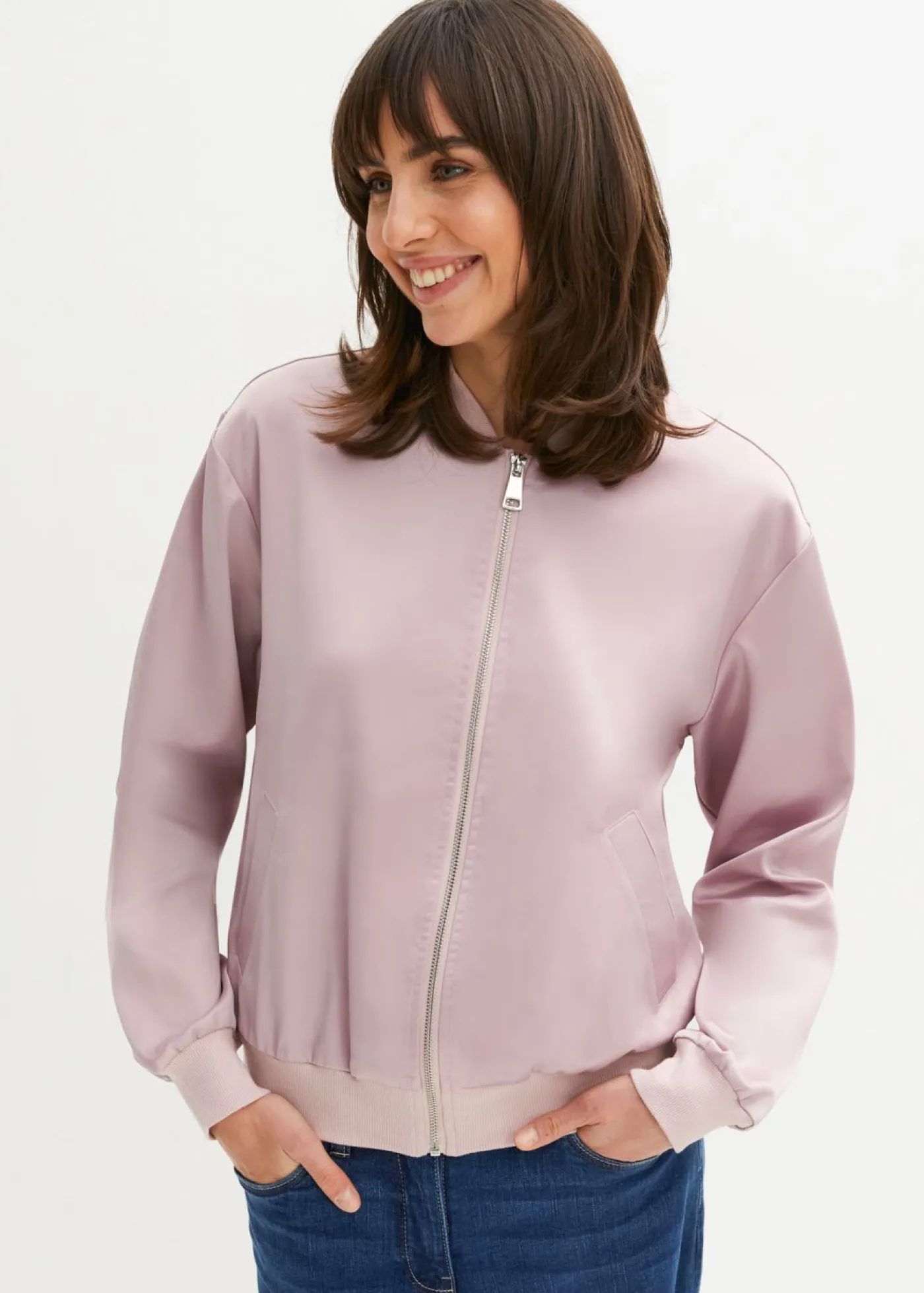 bonprix bonprix Chaquetas Y Abrigos>Cazadora de satén Rosa mate
