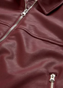 bonprix bonprix Chaquetas Y Abrigos>Cazadora holgada de piel sintética Rojo rubí