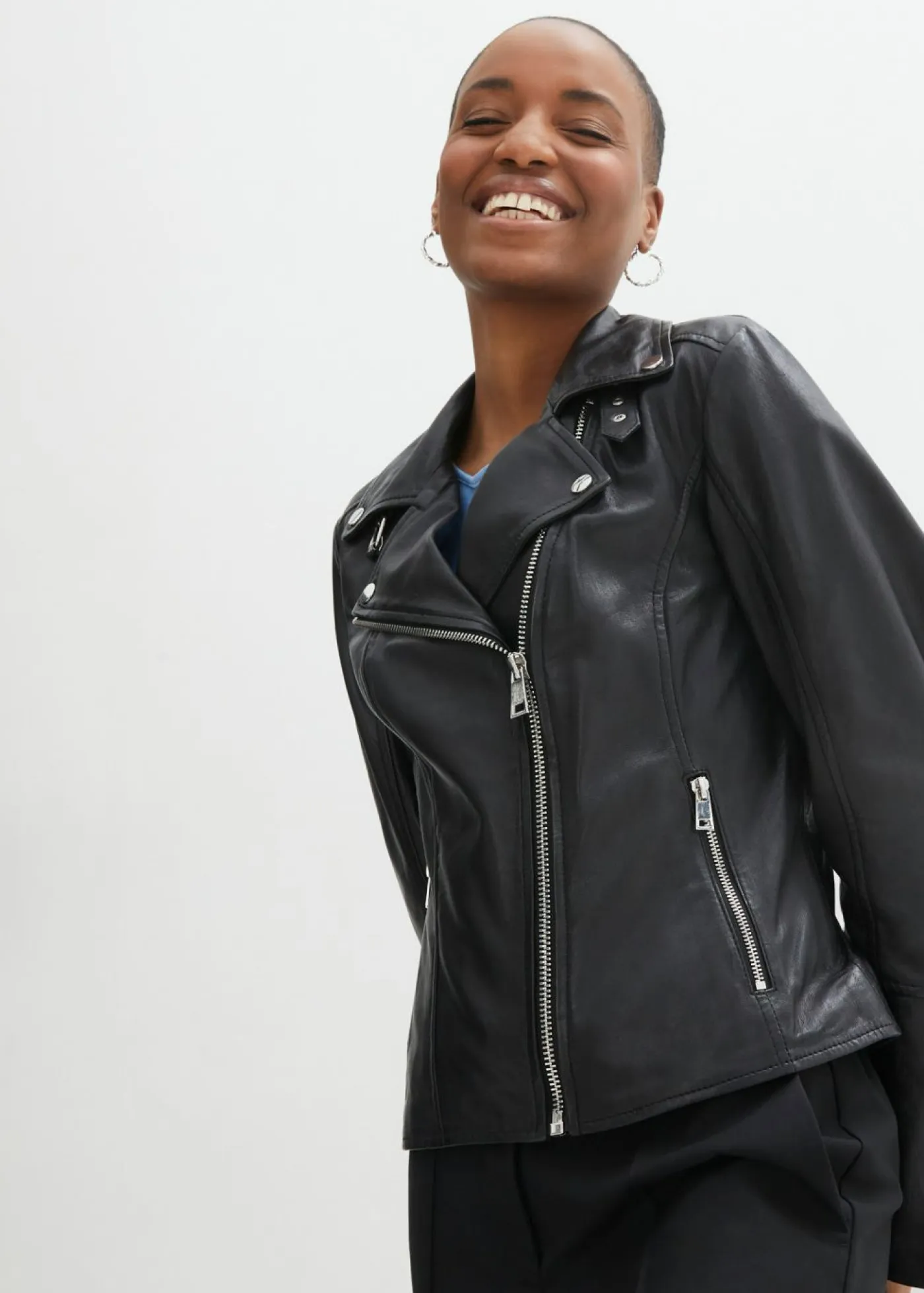 bonprix bonprix Premium|Chaquetas Y Abrigos>Cazadora motera de napa Negro