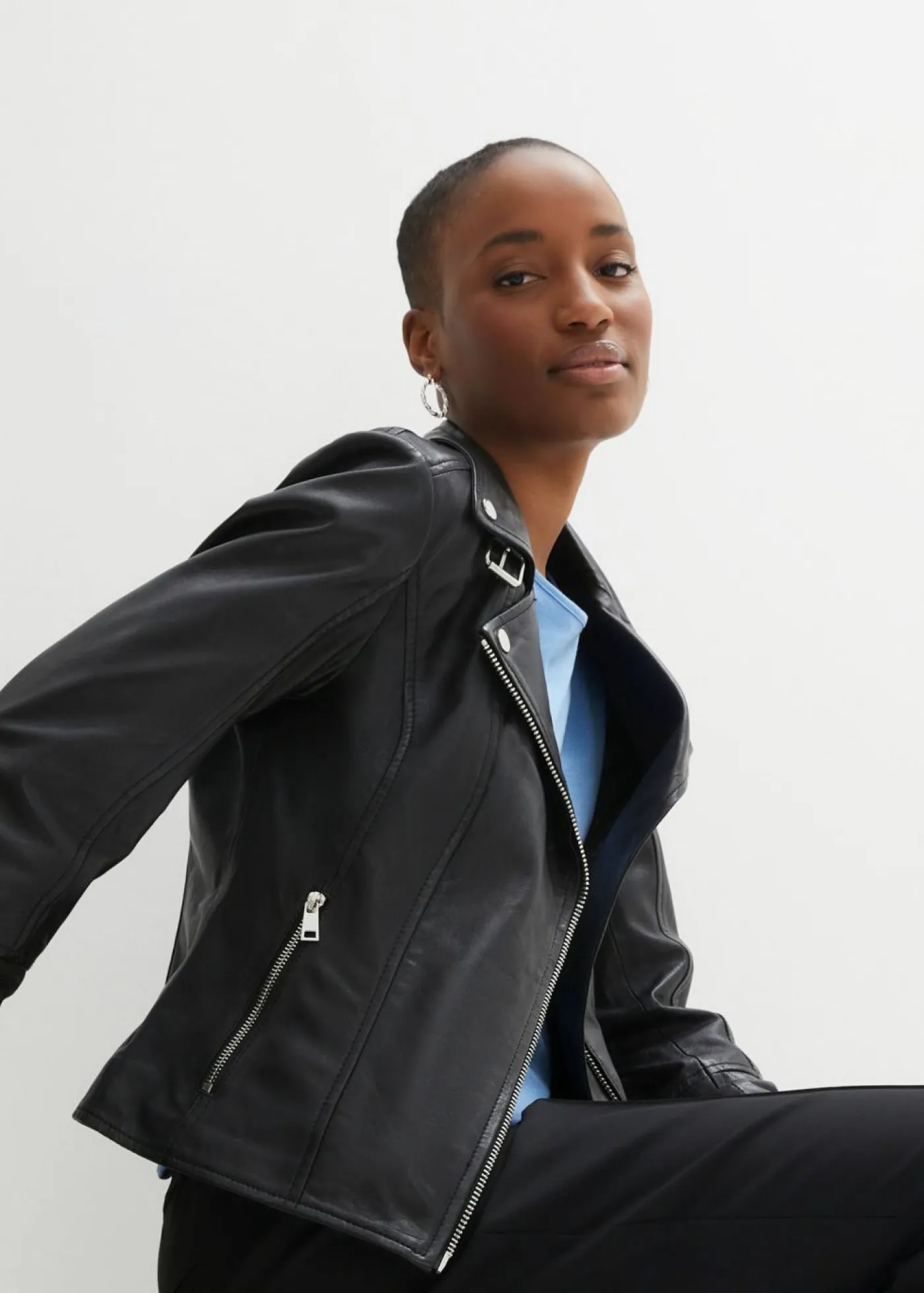 bonprix bonprix Premium|Chaquetas Y Abrigos>Cazadora motera de napa Negro