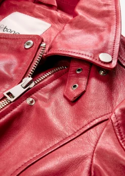 bonprix bonprix Premium|Chaquetas Y Abrigos>Cazadora motera de napa Esmeralda ahumado