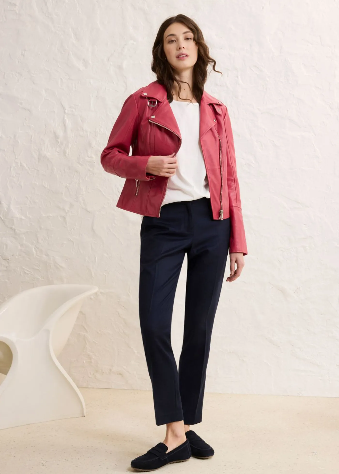 bonprix bonprix Premium|Chaquetas Y Abrigos>Cazadora motera de napa Esmeralda ahumado