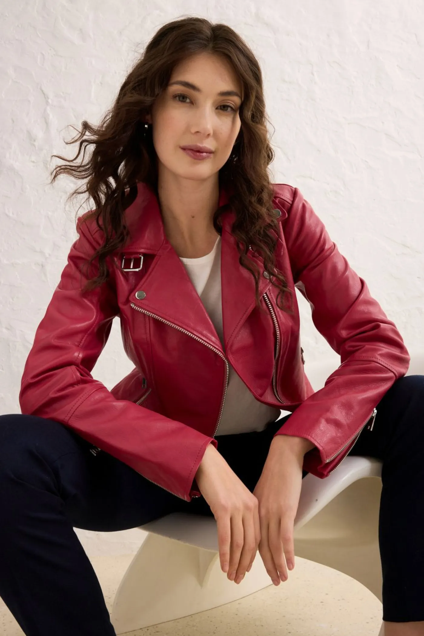 bonprix bonprix Premium|Chaquetas Y Abrigos>Cazadora motera de napa Esmeralda ahumado