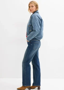 Mujer bonprix bonprix Cazadora vaquera con forro cálido, cropped